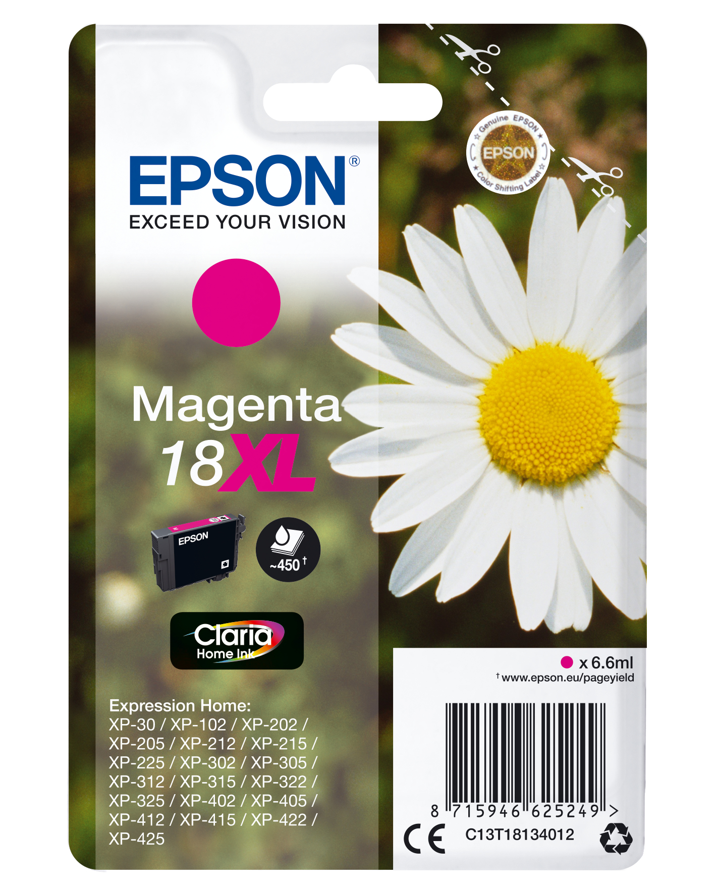 33622463_1896502704 Epson C13T18134012/18XL Ink cartridge magenta high-capacity, 450 pages 6,6ml for Epson XP 30