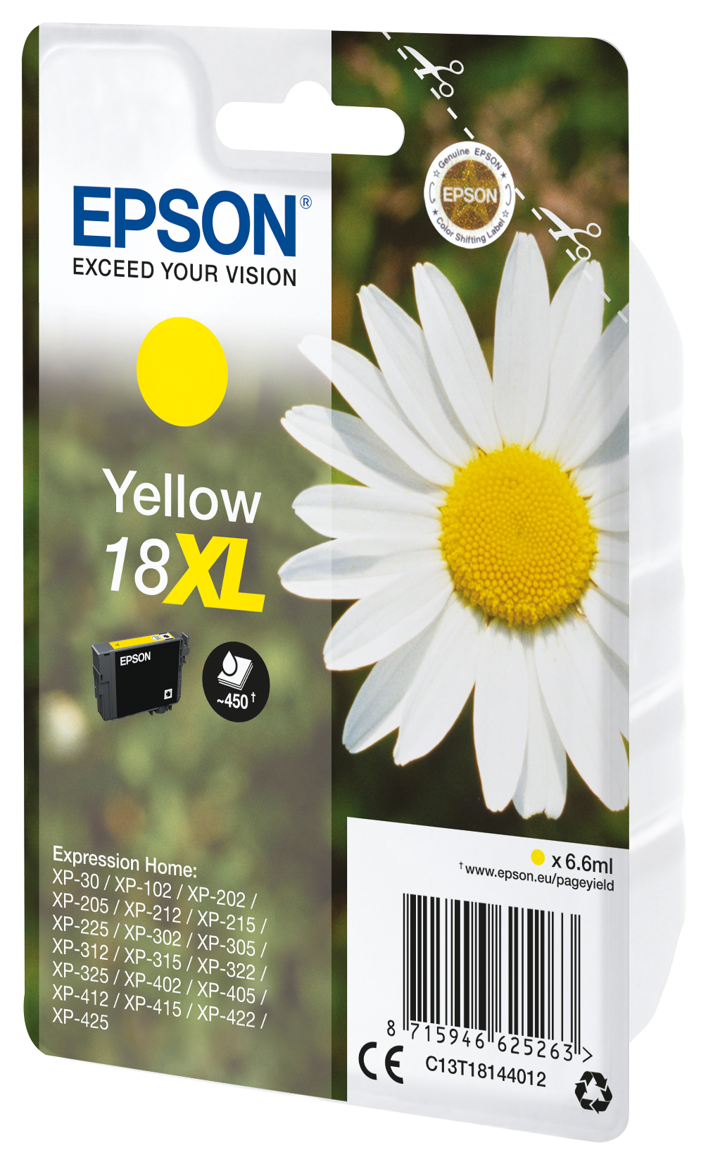 33622464_0837618216 Epson C13T18144012/18XL Ink cartridge yellow high-capacity, 450 pages 6,6ml for Epson XP 30