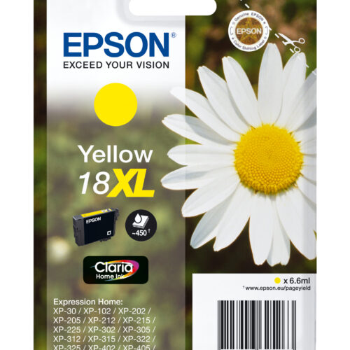 Epson C13T18144012/18XL Ink cartridge yellow high-capacity, 450 pages 6,6ml for Epson XP 30