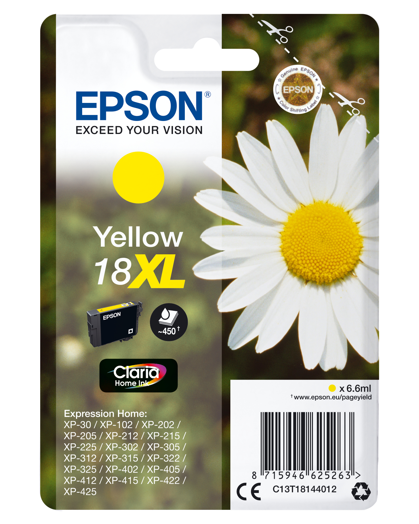33622464_3099690366 Epson C13T18144012/18XL Ink cartridge yellow high-capacity, 450 pages 6,6ml for Epson XP 30