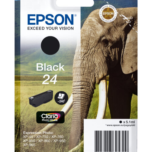 Epson C13T24214012/24 Ink cartridge black, 360 pages 5,1ml for Epson XP 750