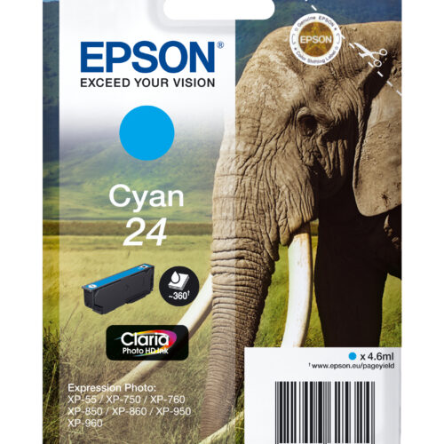 Epson C13T24224012/24 Ink cartridge cyan, 360 pages 4,6ml for Epson XP 750