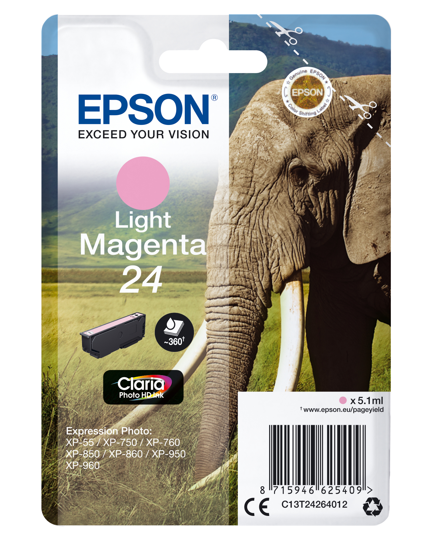 33622478_4288618104 Epson C13T24264012/24 Ink cartridge light magenta, 360 pages 5,1ml for Epson XP 750