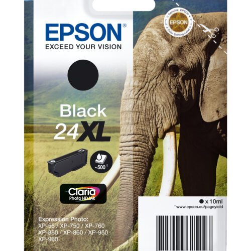 Epson C13T24314012/24XL Ink cartridge black high-capacity, 500 pages 10ml for Epson XP 750