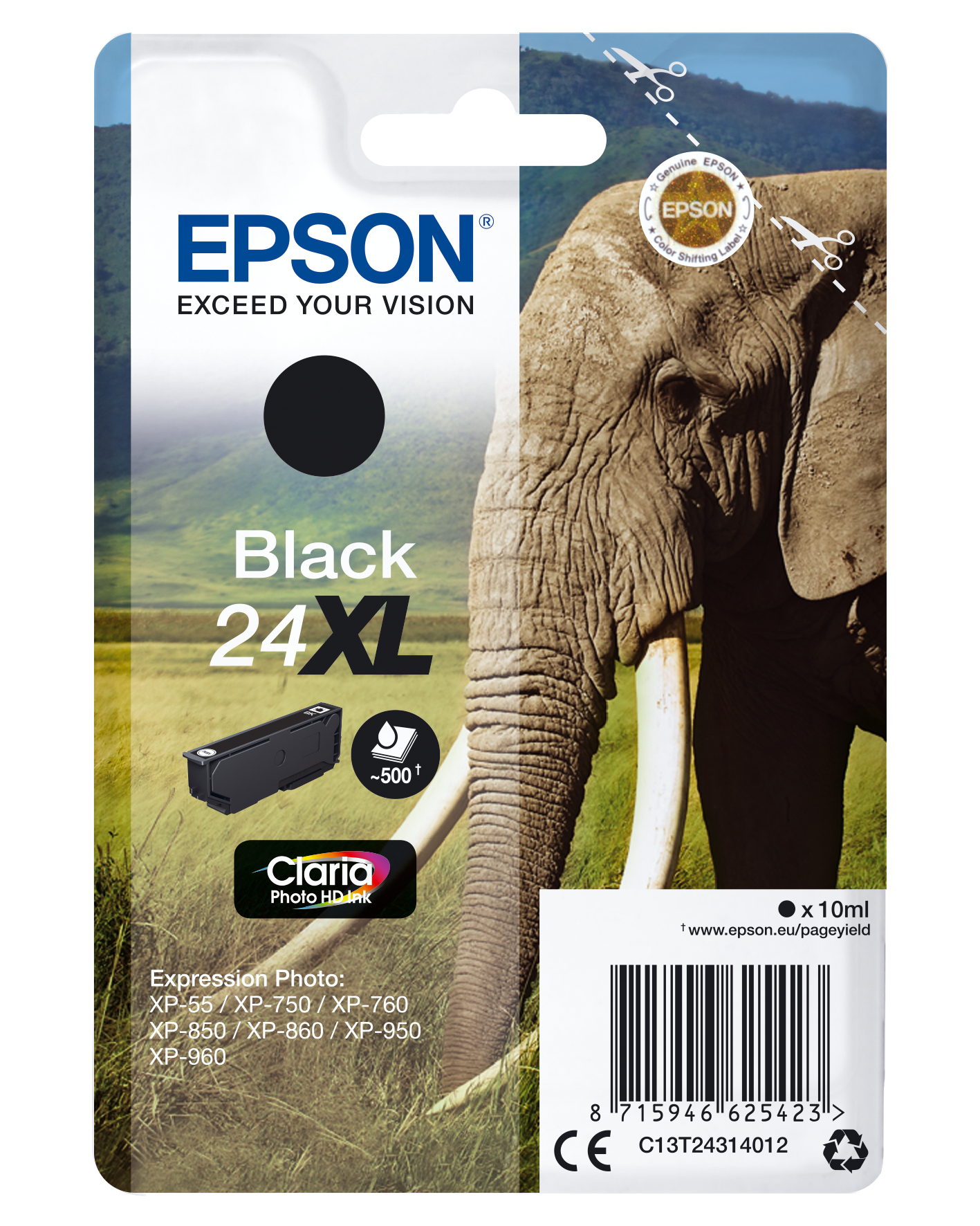 33622480_3097656116 Epson C13T24314012/24XL Ink cartridge black high-capacity, 500 pages 10ml for Epson XP 750