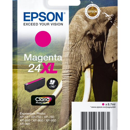 Epson C13T24334012/24XL Ink cartridge magenta high-capacity, 500 pages 8,7ml for Epson XP 750