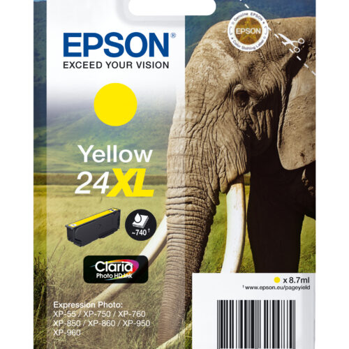 Epson C13T24344012/24XL Ink cartridge yellow high-capacity, 500 pages 8,7ml for Epson XP 750