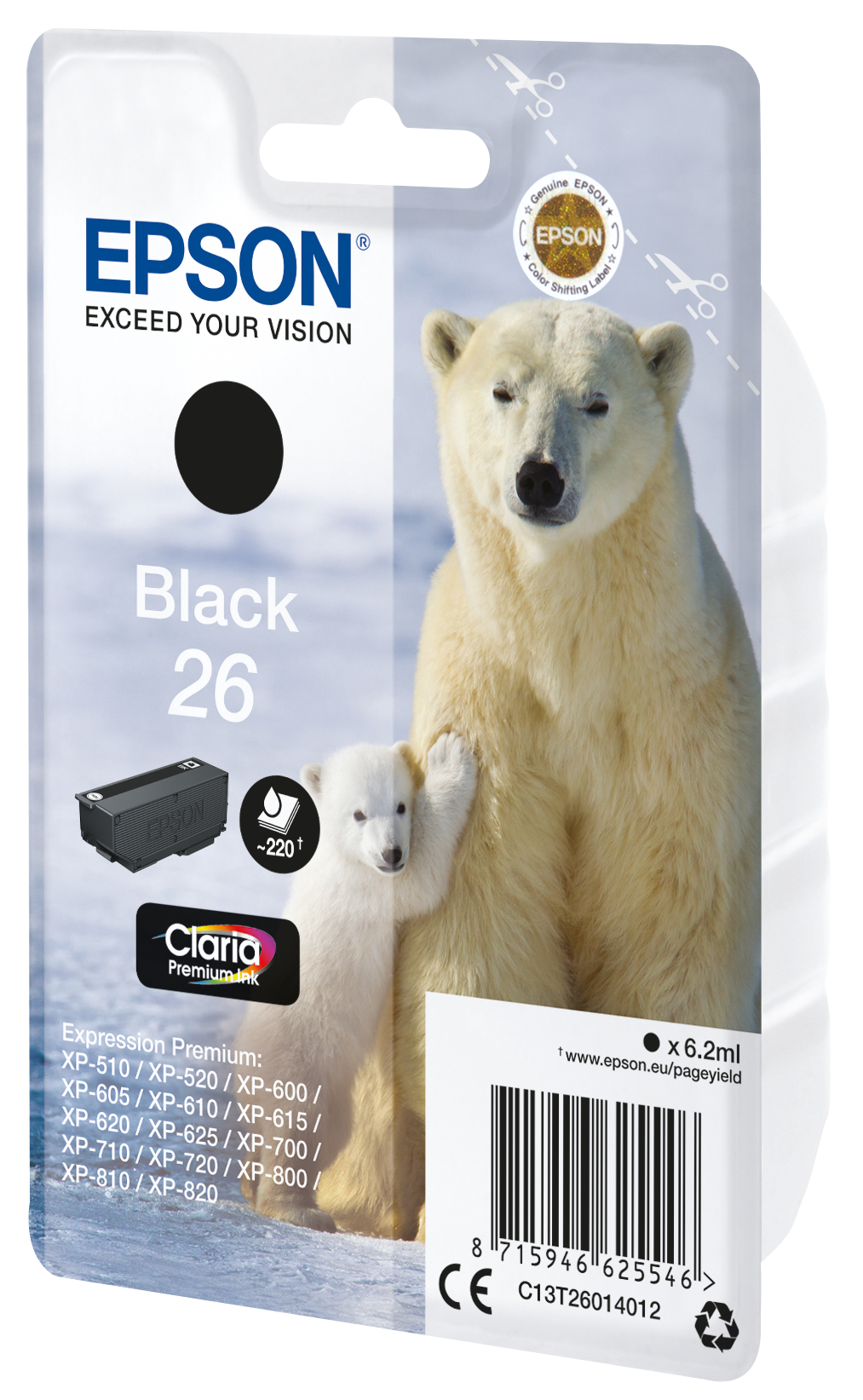 33622492_7510723367 Epson C13T26014012/26 Ink cartridge black, 220 pages 6,2ml for Epson XP 600