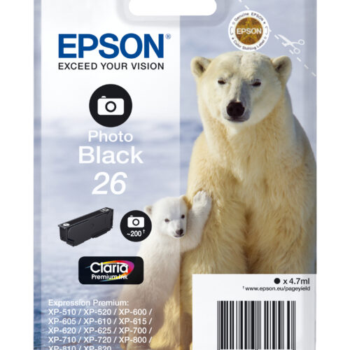 Epson C13T26114012/26 Ink cartridge foto black, 200 pages 200 Photos 4,7ml for Epson XP 600