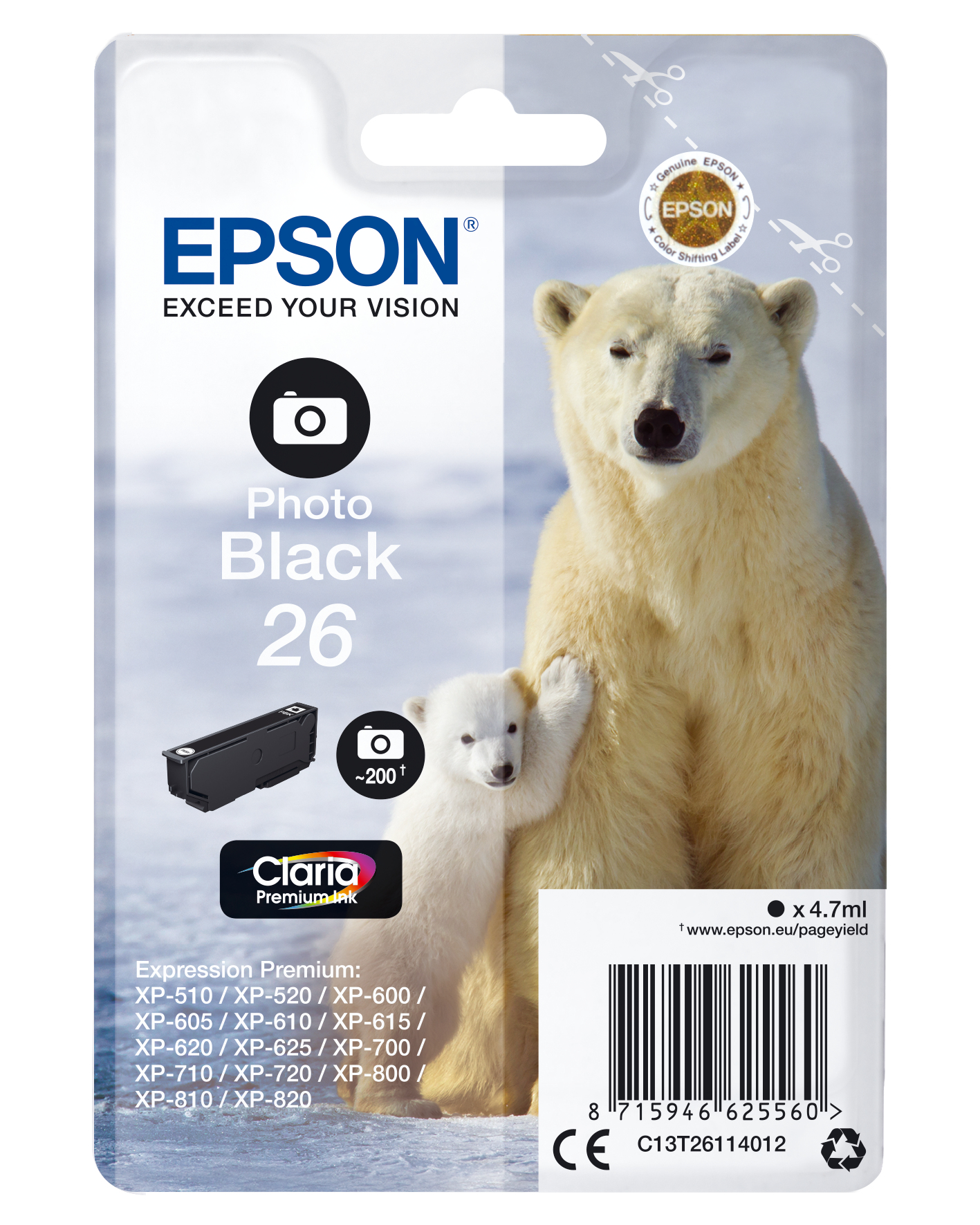 33622494_3446348547 Epson C13T26114012/26 Ink cartridge foto black, 200 pages 200 Photos 4,7ml for Epson XP 600