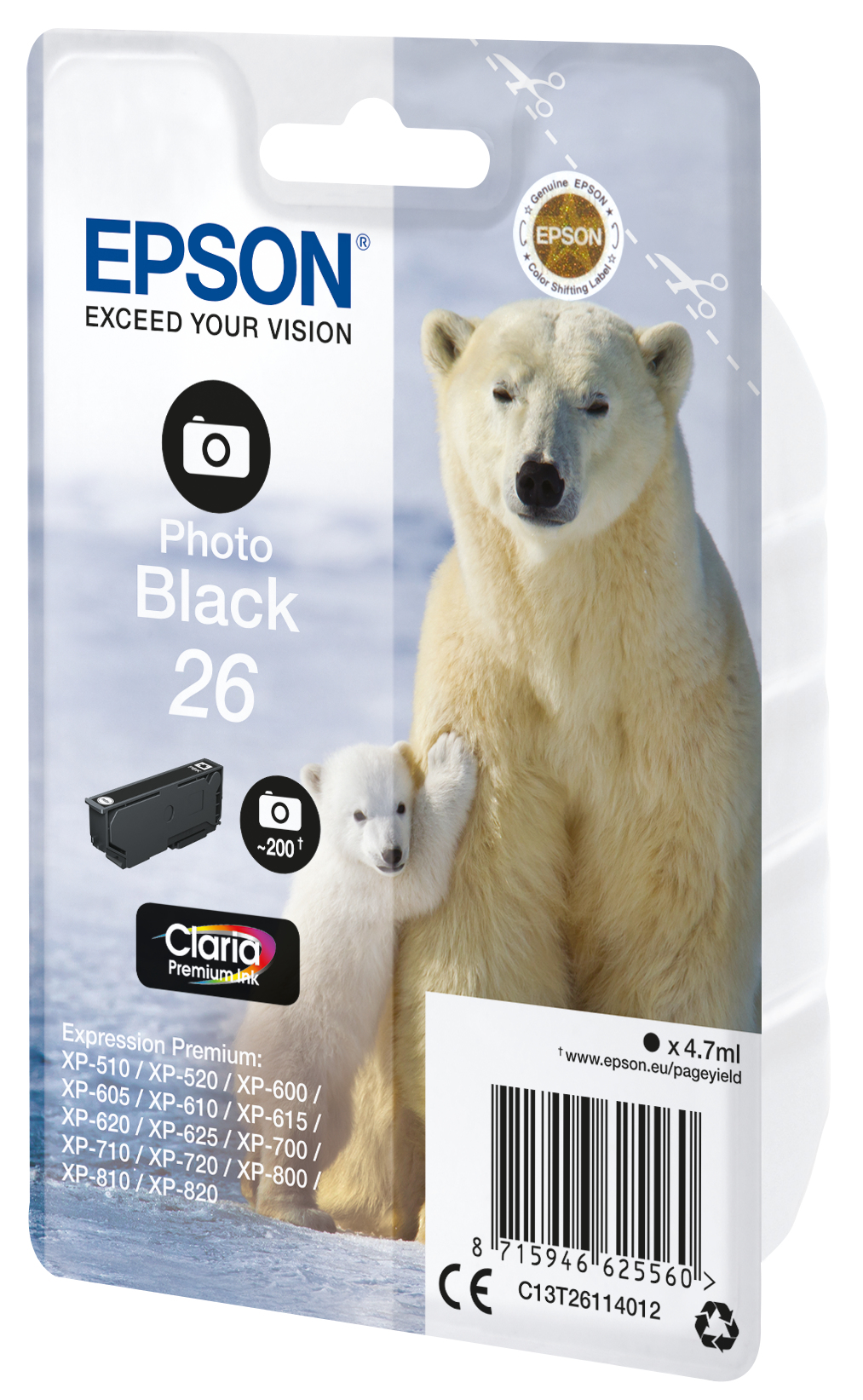33622494_8021607859 Epson C13T26114012/26 Ink cartridge foto black, 200 pages 200 Photos 4,7ml for Epson XP 600
