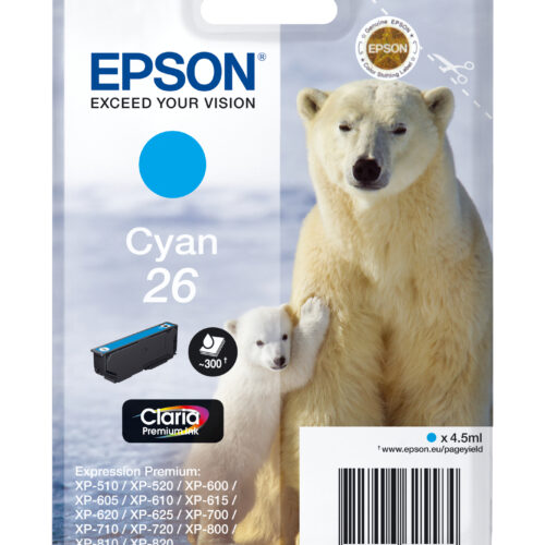 Epson C13T26124012/26 Ink cartridge cyan, 300 pages ISO/IEC 19752 4,5ml for Epson XP 600