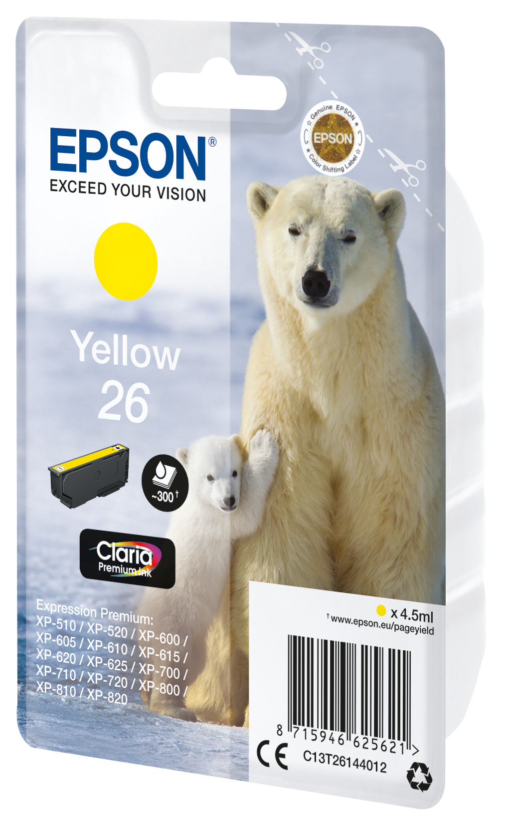 33622500_6186348588 Epson C13T26144012/26 Ink cartridge yellow, 300 pages ISO/IEC 19752 4,5ml for Epson XP 600