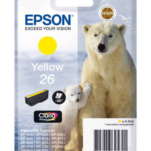 Epson C13T26144012/26 Ink cartridge yellow, 300 pages ISO/IEC 19752 4,5ml for Epson XP 600