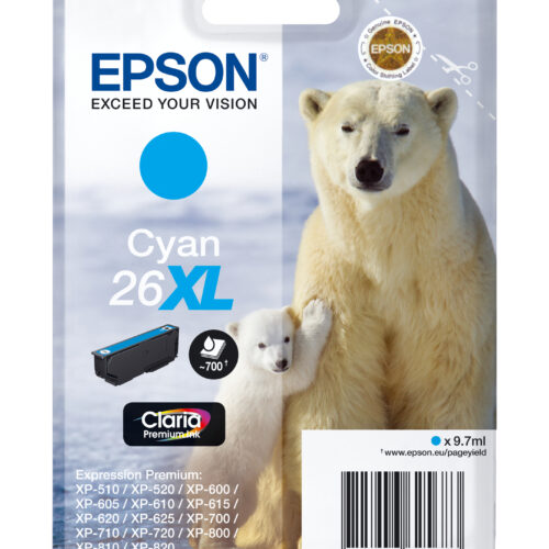 Epson C13T26324012/26XL Ink cartridge cyan high-capacity XL, 700 pages 9,7ml for Epson XP 600