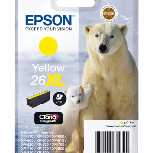 Epson C13T26344012/26XL Ink cartridge yellow high-capacity XL, 700 pages 9,7ml for Epson XP 600