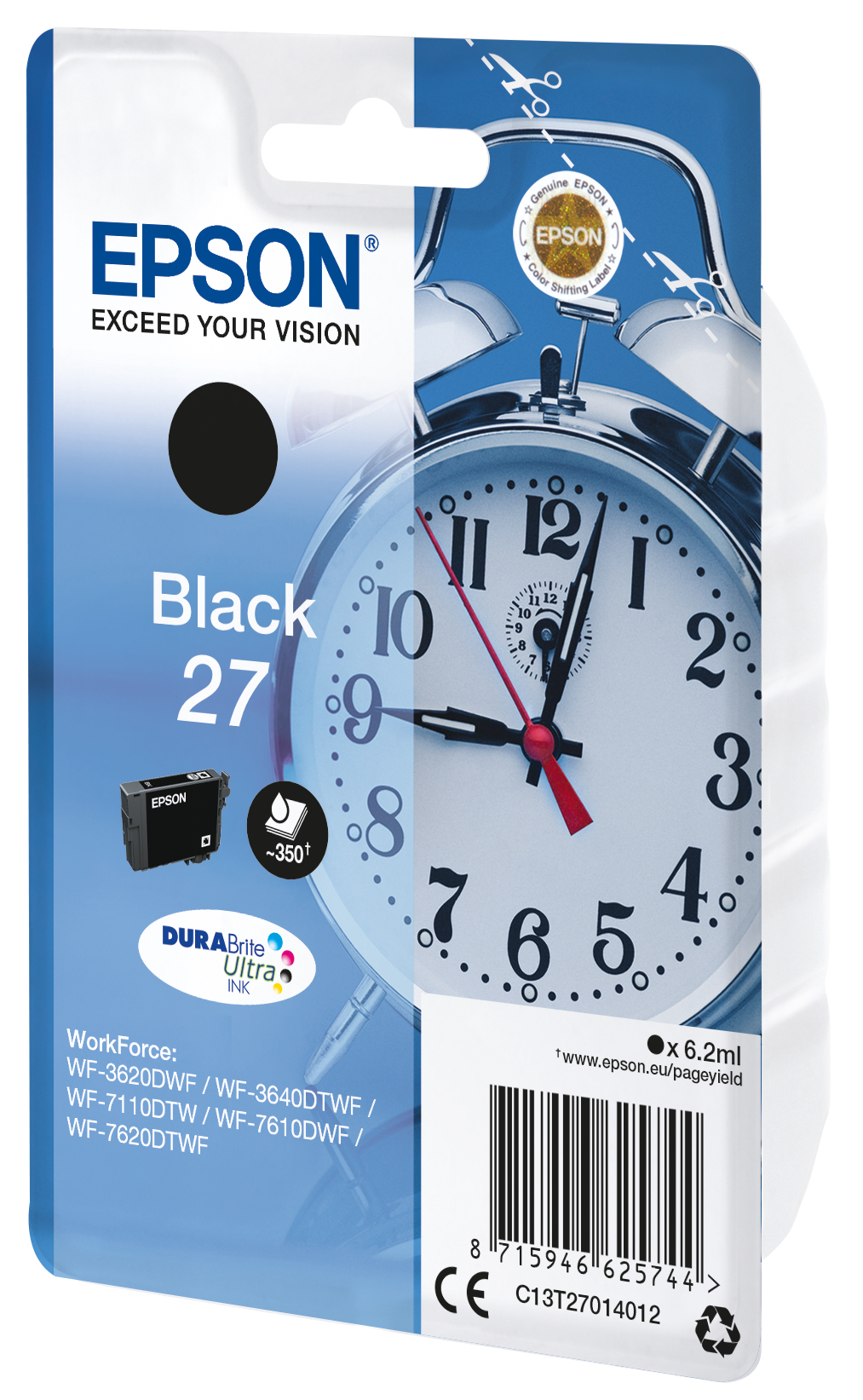 33622512_7655297822 Epson C13T27014012/27 Ink cartridge black, 350 pages 6,2ml for Epson WF 3620