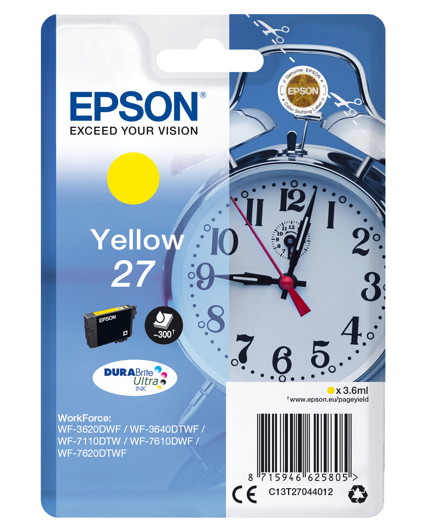 33622518_2870617407 Epson C13T27044012/27 Ink cartridge yellow, 300 pages 3,6ml for Epson WF 3620
