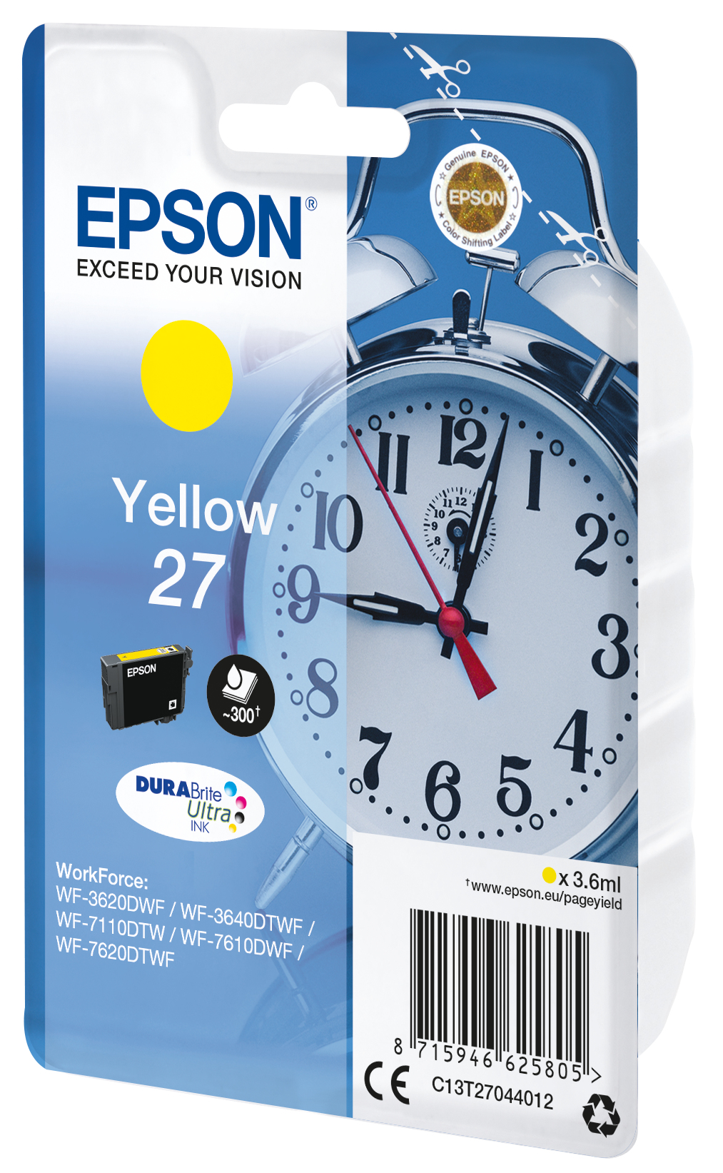 33622518_6979304465 Epson C13T27044012/27 Ink cartridge yellow, 300 pages 3,6ml for Epson WF 3620