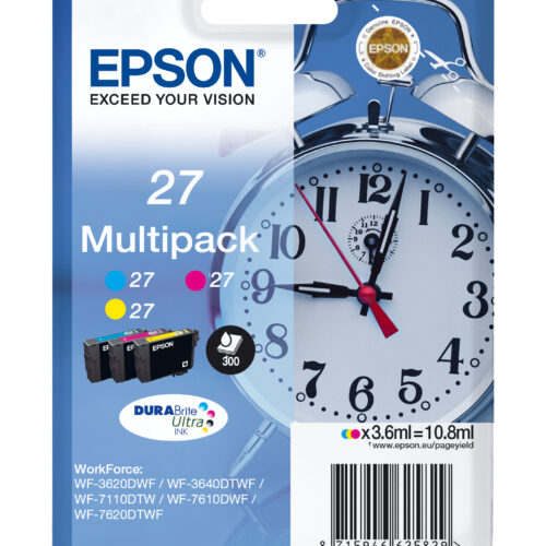 33622520_3734144302 Epson C13T27054012/27 Ink cartridge multi pack C,M,Y 3x350pg3x3,6ml Pack=3 for Epson WF 3620
