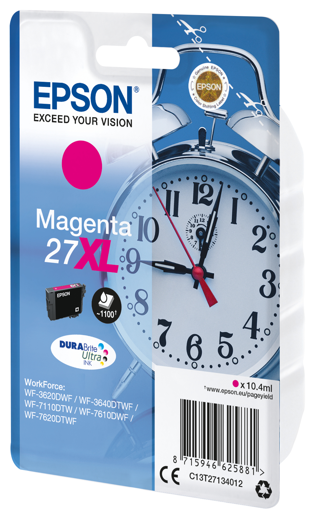 Epson C13T27134012/27XL Ink cartridge magenta high-capacity, 1.100 pages 10,4ml for Epson WF 3620