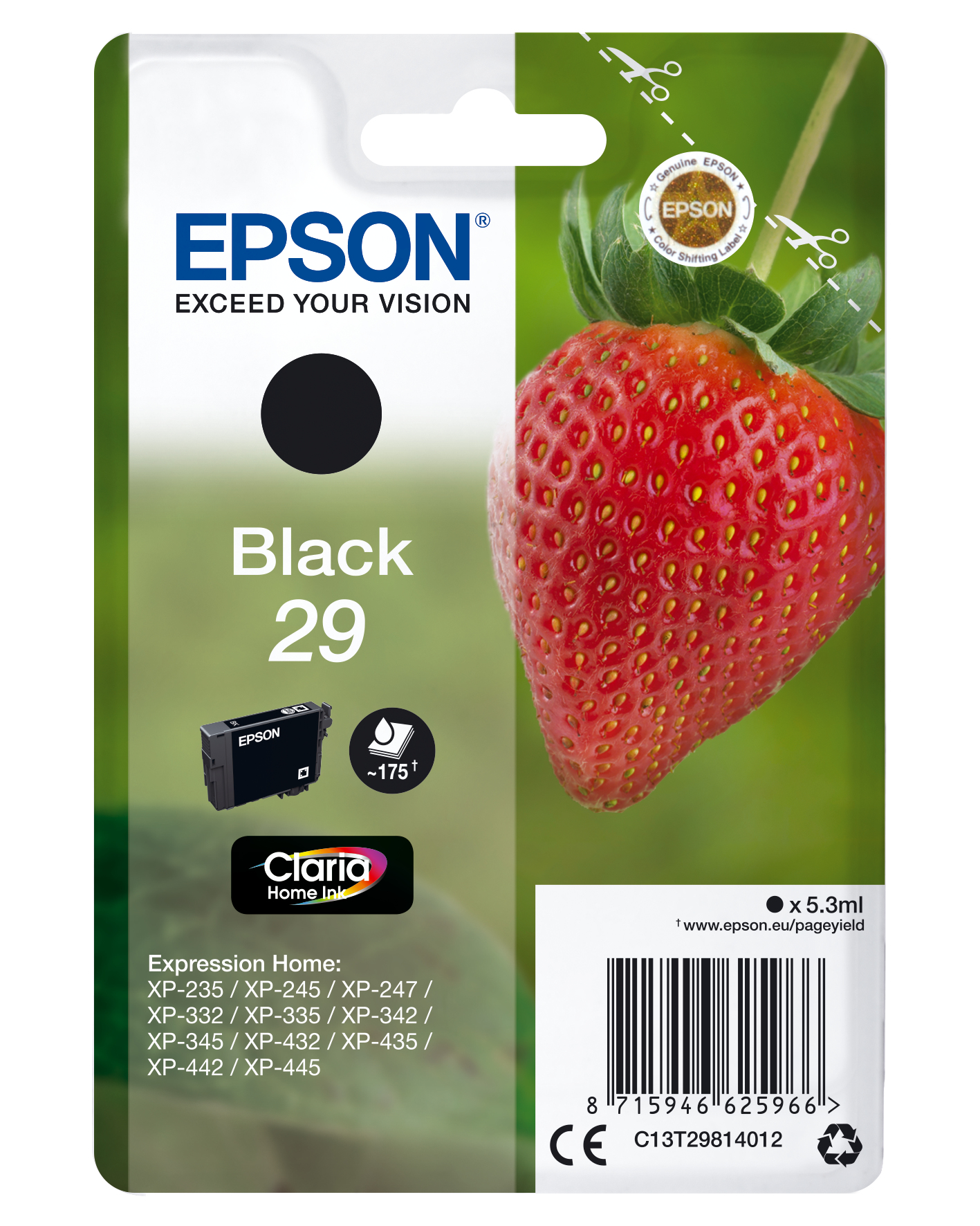 33622534_1555856043 Epson C13T29814012/29 Ink cartridge black, 175 pages 5,3ml for Epson XP 235/335