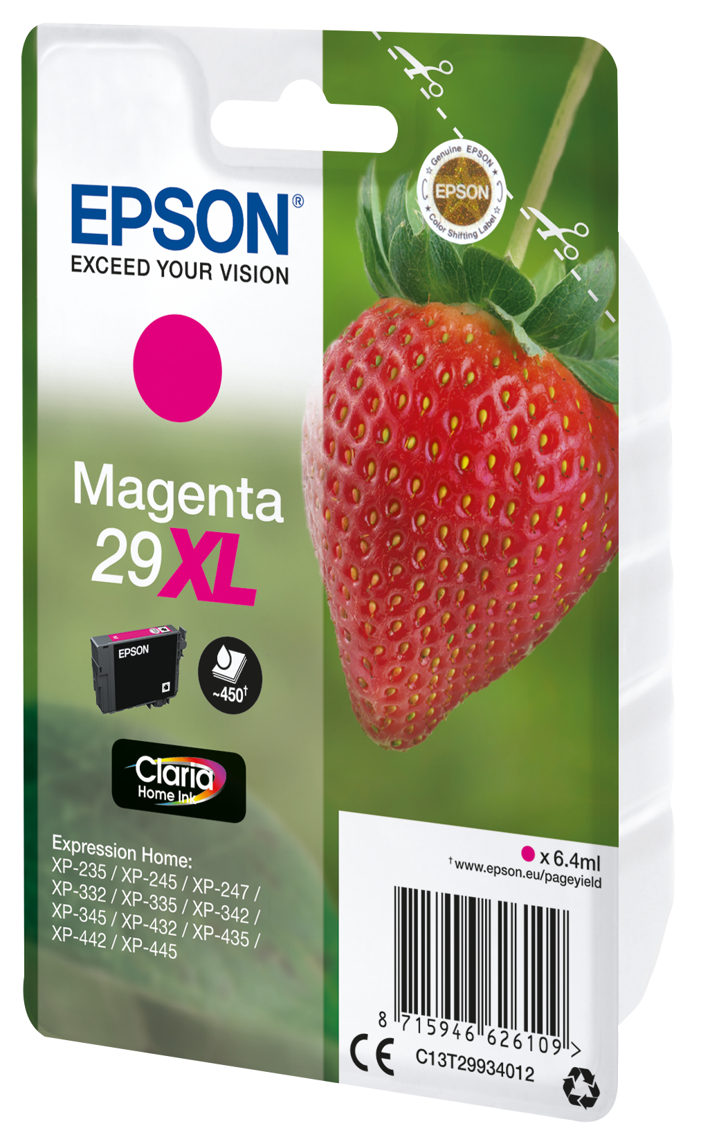 33622548_2744870892 Epson C13T29934012/29XL Ink cartridge magenta high-capacity, 450 pages ISO/IEC 19752 6,4ml for Epson XP 235/335
