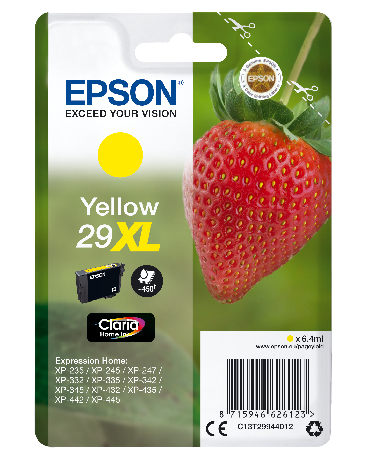 33622550_4221086338 Epson C13T29944012/29XL Ink cartridge yellow high-capacity, 450 pages ISO/IEC 19752 6,4ml for Epson XP 235/335