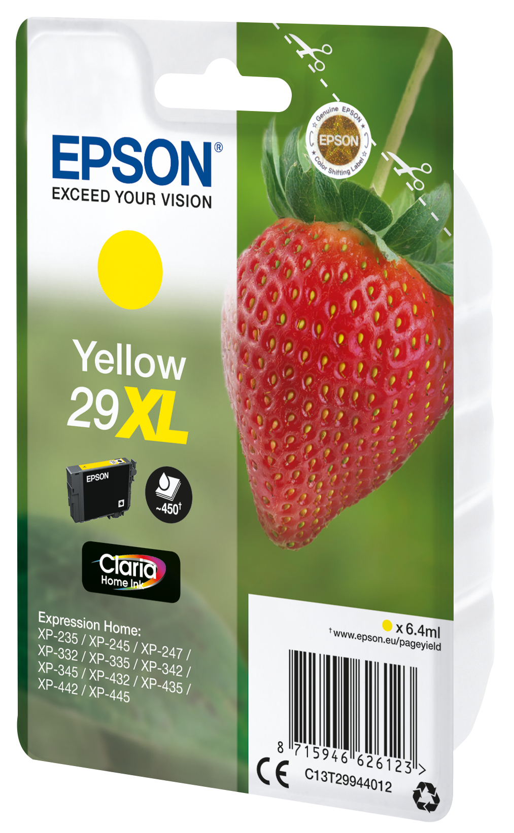 33622550_7561169646 Epson C13T29944012/29XL Ink cartridge yellow high-capacity, 450 pages ISO/IEC 19752 6,4ml for Epson XP 235/335