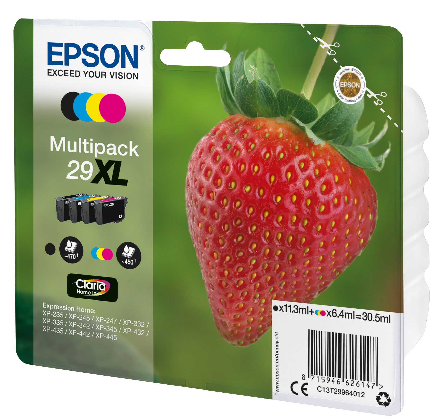 33622552_2831167487 Epson C13T29964012/29XL Ink cartridge multi pack Bk,C,M,Y high-capacity 11,3ml + 3x6,4ml Pack=4 for Epson XP 235/335