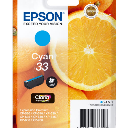 33622558_0501071800 Epson C13T33424012/33 Ink cartridge cyan, 300 pages ISO/IEC 19752 4,5ml for Epson XP 530