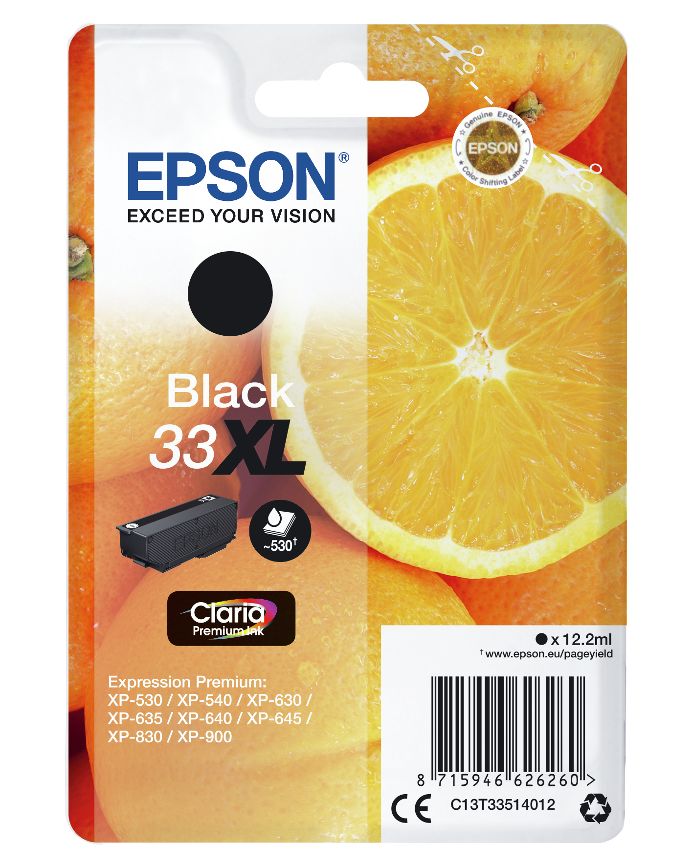 33622565_0086828462 Epson C13T33514022/33XL Ink cartridge black high-capacity Blister Radio Frequency, 530 pages 12,2ml for Epson XP 530