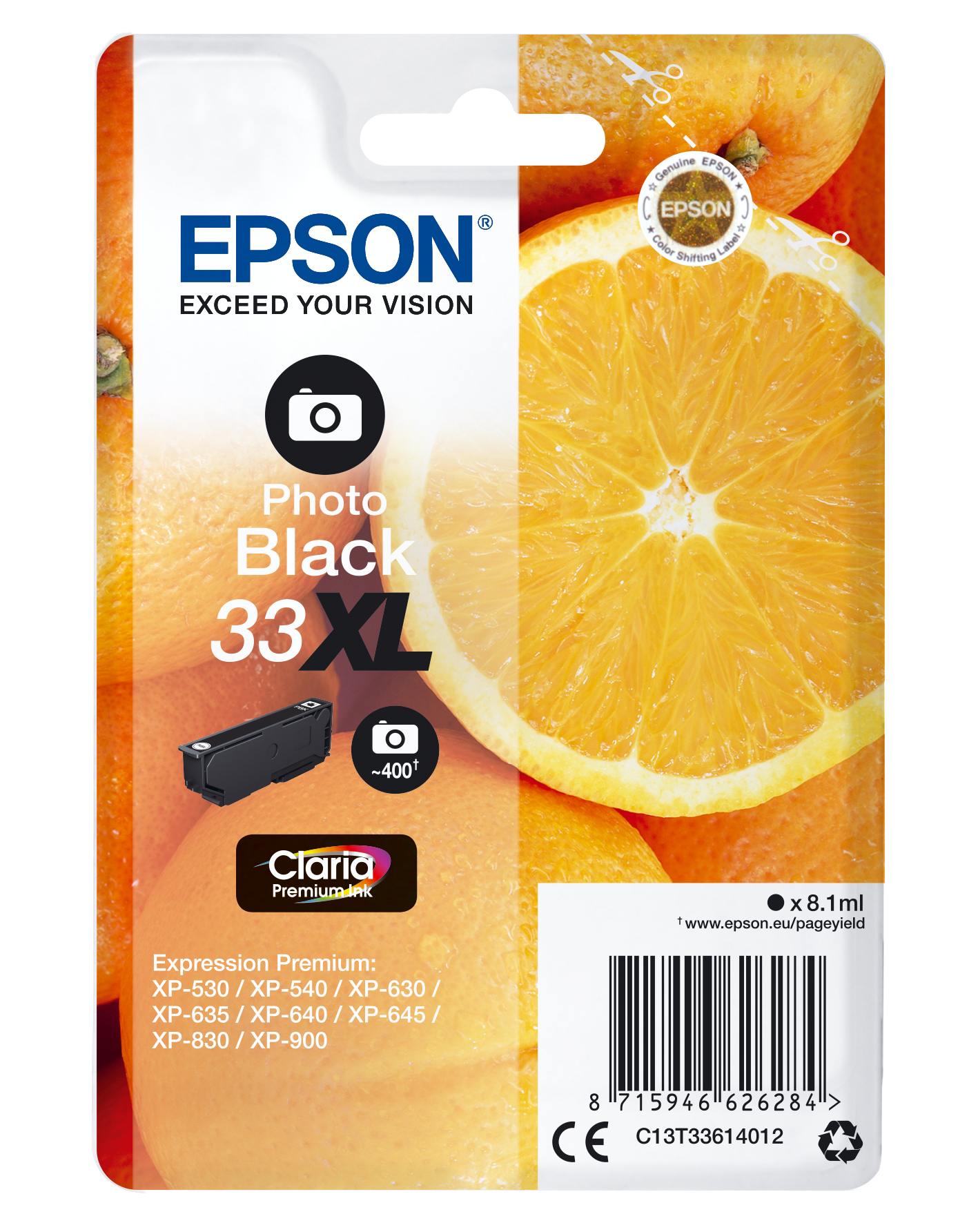 33622566_1923855747 Epson C13T33614012/33XL Ink cartridge foto black high-capacity, 400 pages ISO/IEC 19752 400 Photos 8,1ml for Epson XP 530