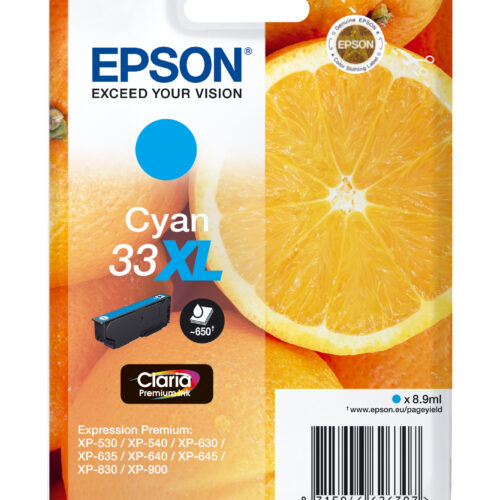 33622568_9369388735 Epson C13T33624012/33XL Ink cartridge cyan high-capacity, 650 pages ISO/IEC 19752 8,9ml for Epson XP 530