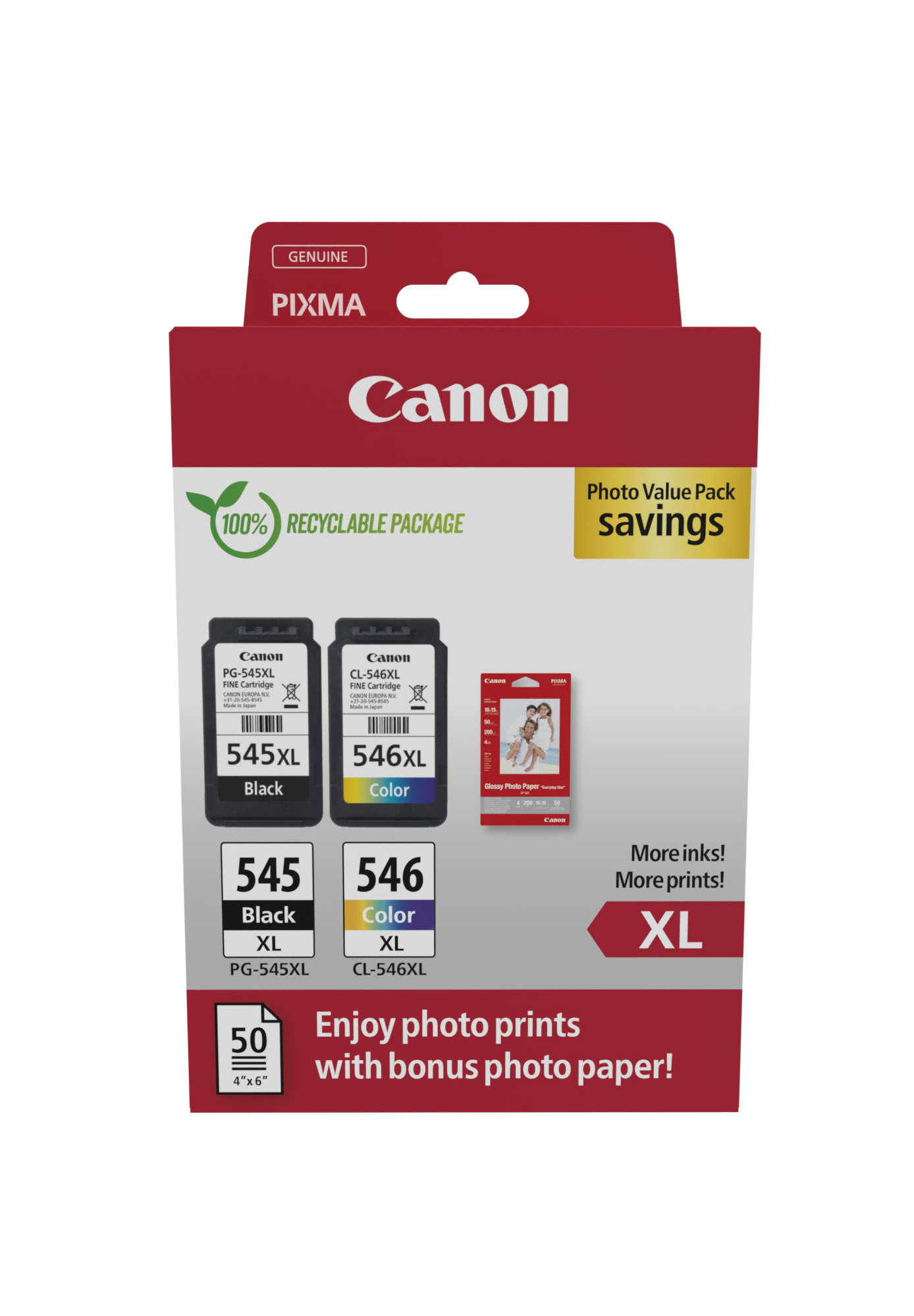 33efe52b21598570c63982f1aeffecbf Canon 8286B011/PG-545+CL-546XL Printhead cartridge multi pack black + color high-capacity Blister 13ml + 11ml Pack=2 for Canon Pixma MG 2450