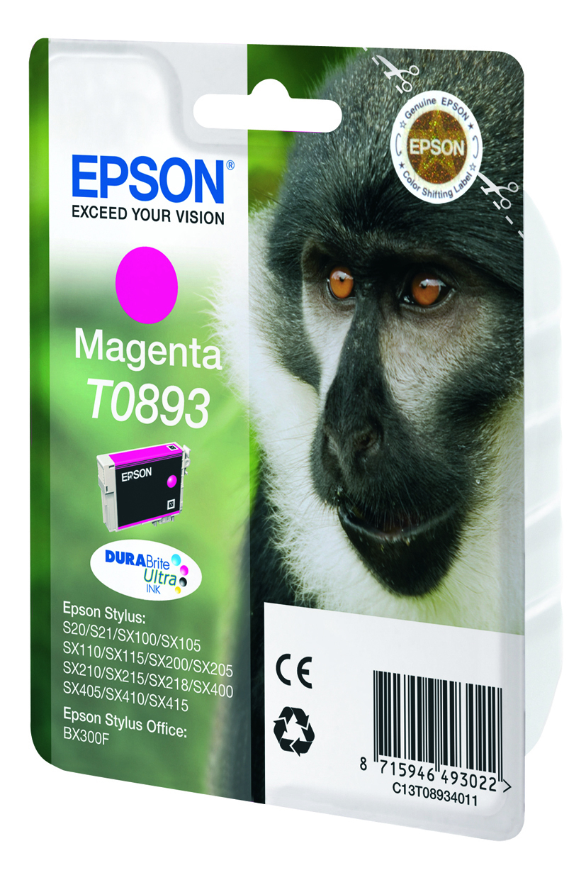 Epson C13T08934011/T0893 Ink cartridge magenta, 135 pages ISO/IEC 24711 3.5ml for Epson Stylus S 20/SX 115/SX 415