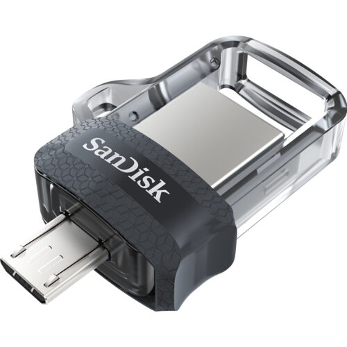 SanDisk Ultra Dual m3.0 USB flash drive 256 GB USB Type-A / Micro-USB 3.2 Gen 1 (3.1 Gen 1) Black, Silver, Transparent