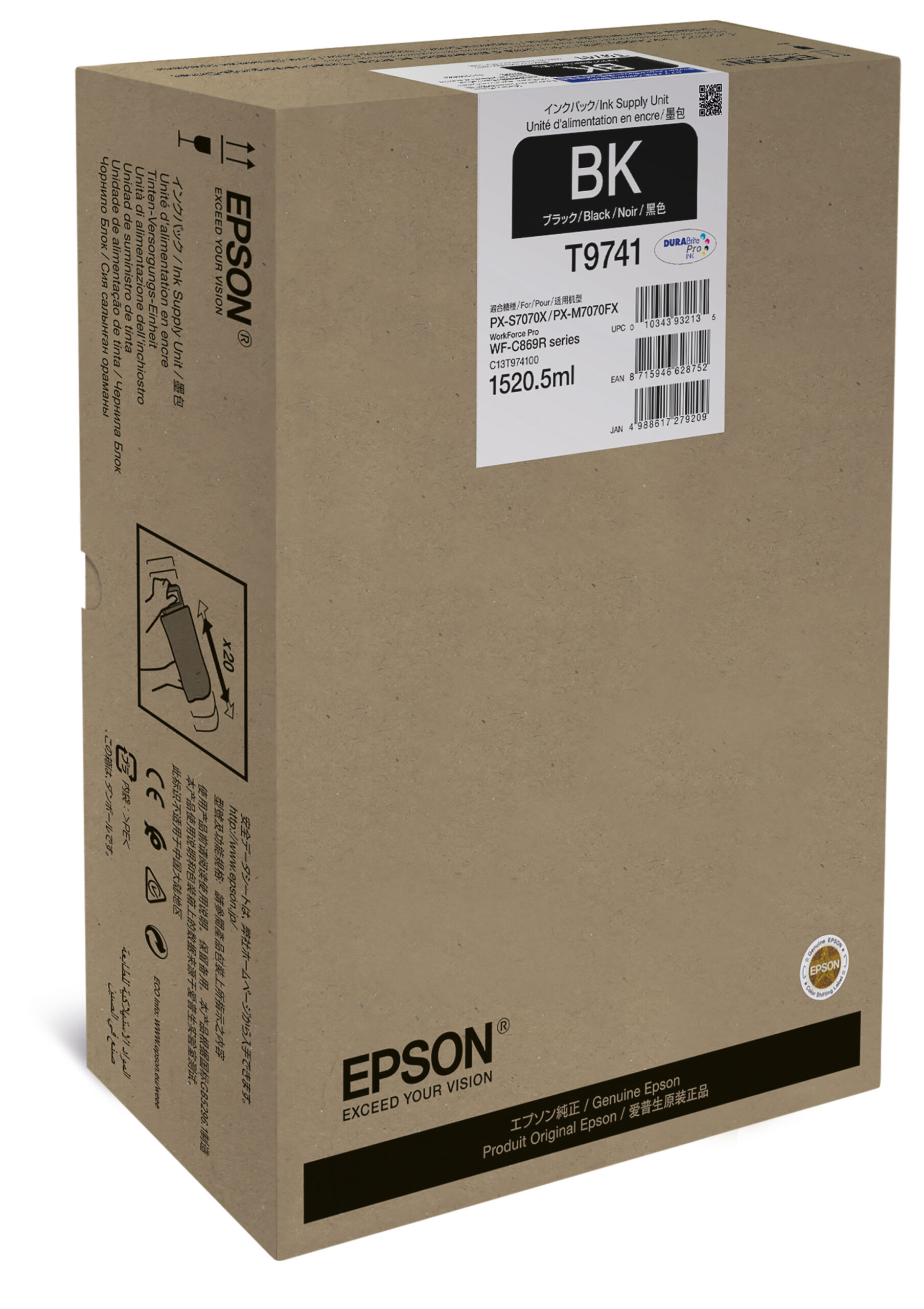 Epson C13T974100/T9741 Ink cartridge black, 86.000 pages 1520,5ml for Epson WF-C 869
