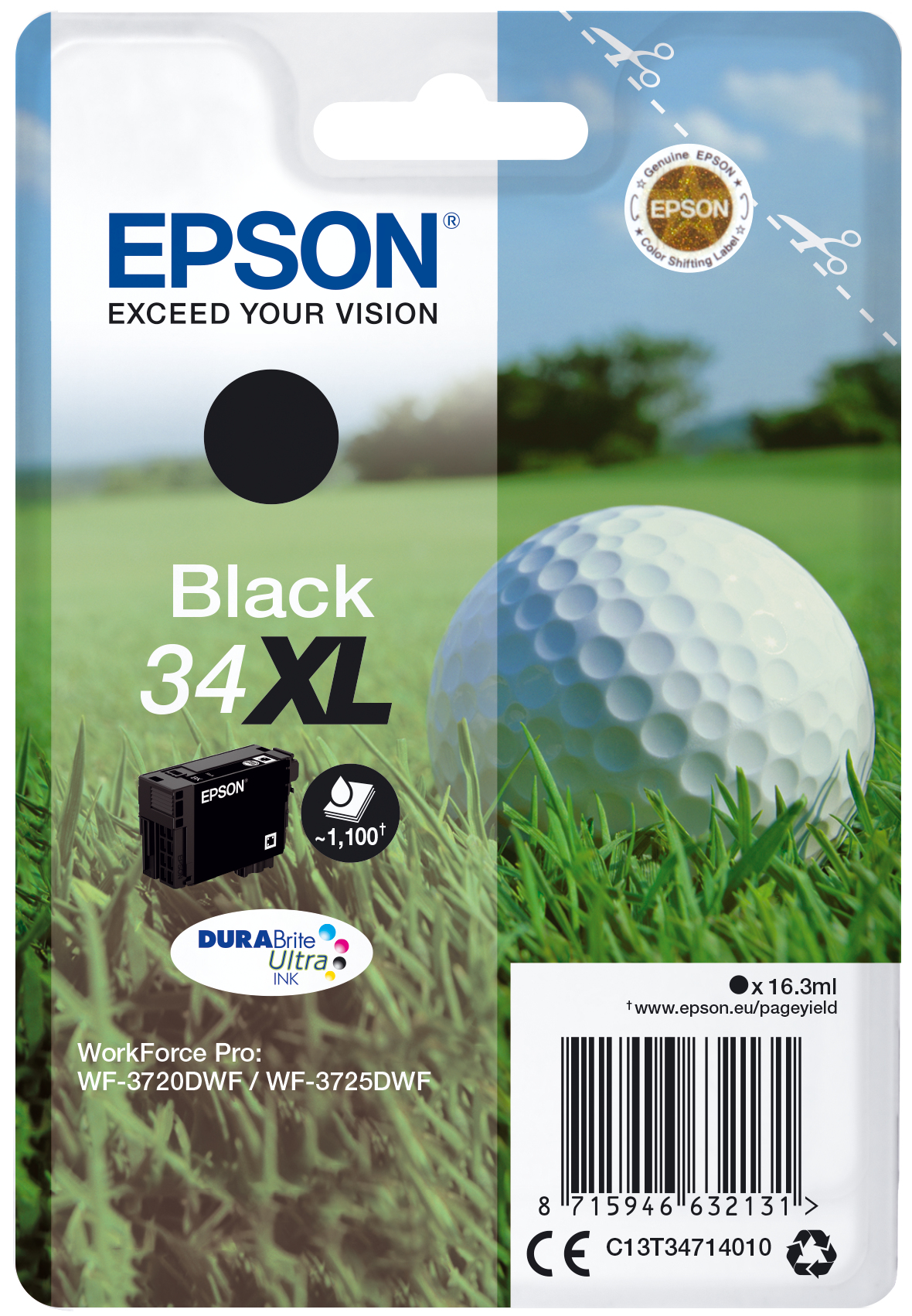 Epson C13T34714010/34XL Ink cartridge black high-capacity, 1.100 pages 16,3ml for Epson WF-3720