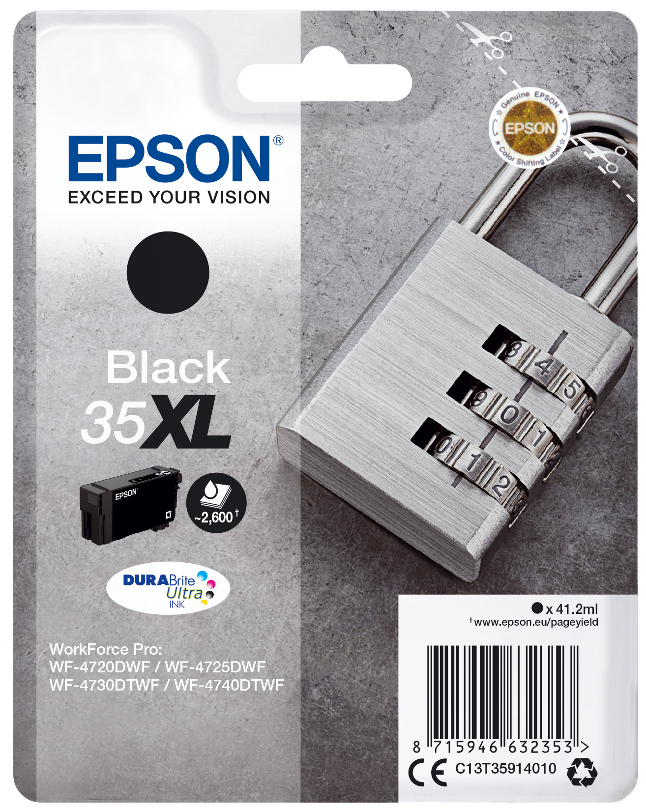 36132239_9795535595 Epson C13T35914010/35XL Ink cartridge black high-capacity, 2.600 pages ISO/IEC 24711 41,2ml for Epson WF-4720
