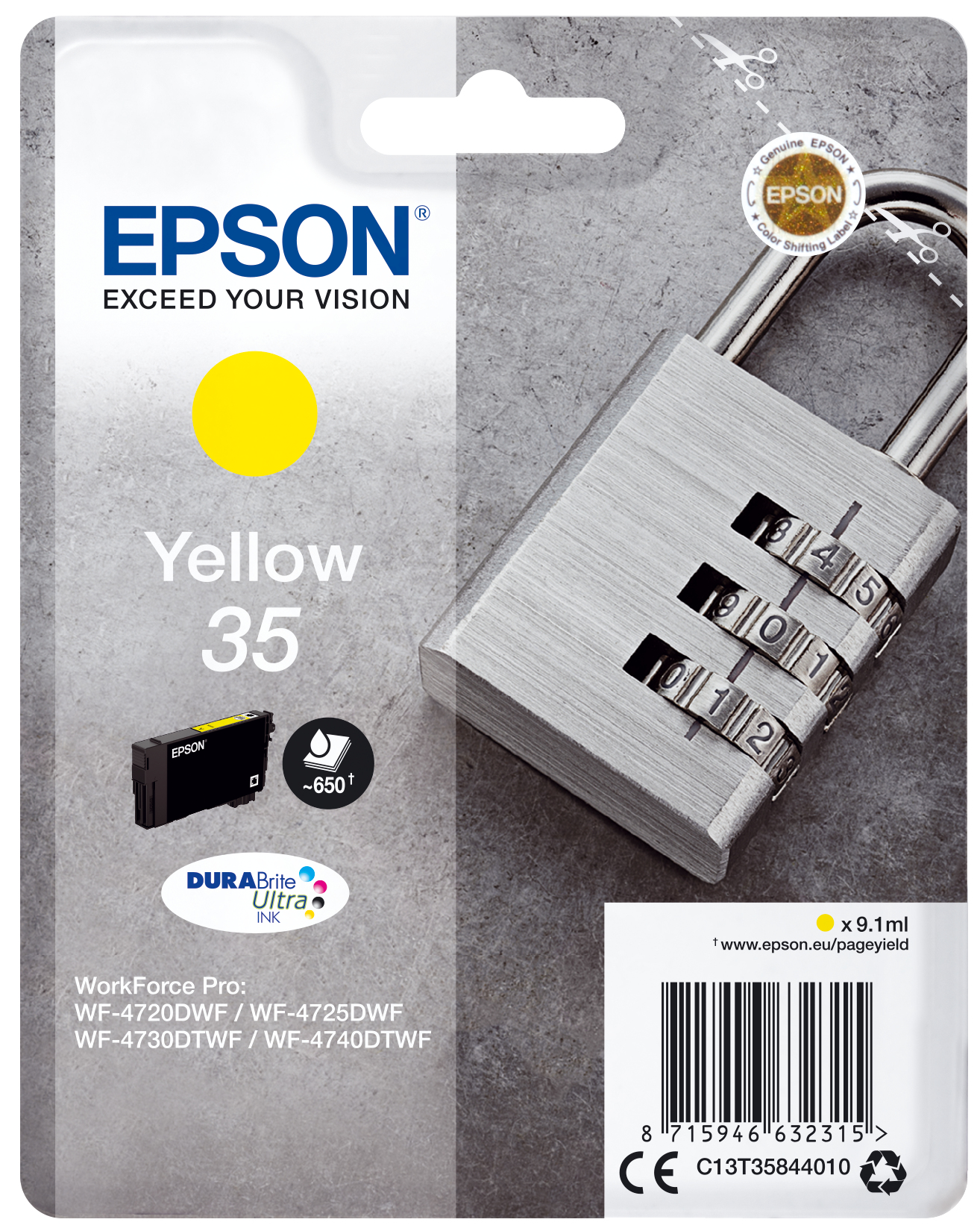 36132245_3574270924 Epson C13T35844010/35 Ink cartridge yellow, 650 pages 9,1ml for Epson WF-4720