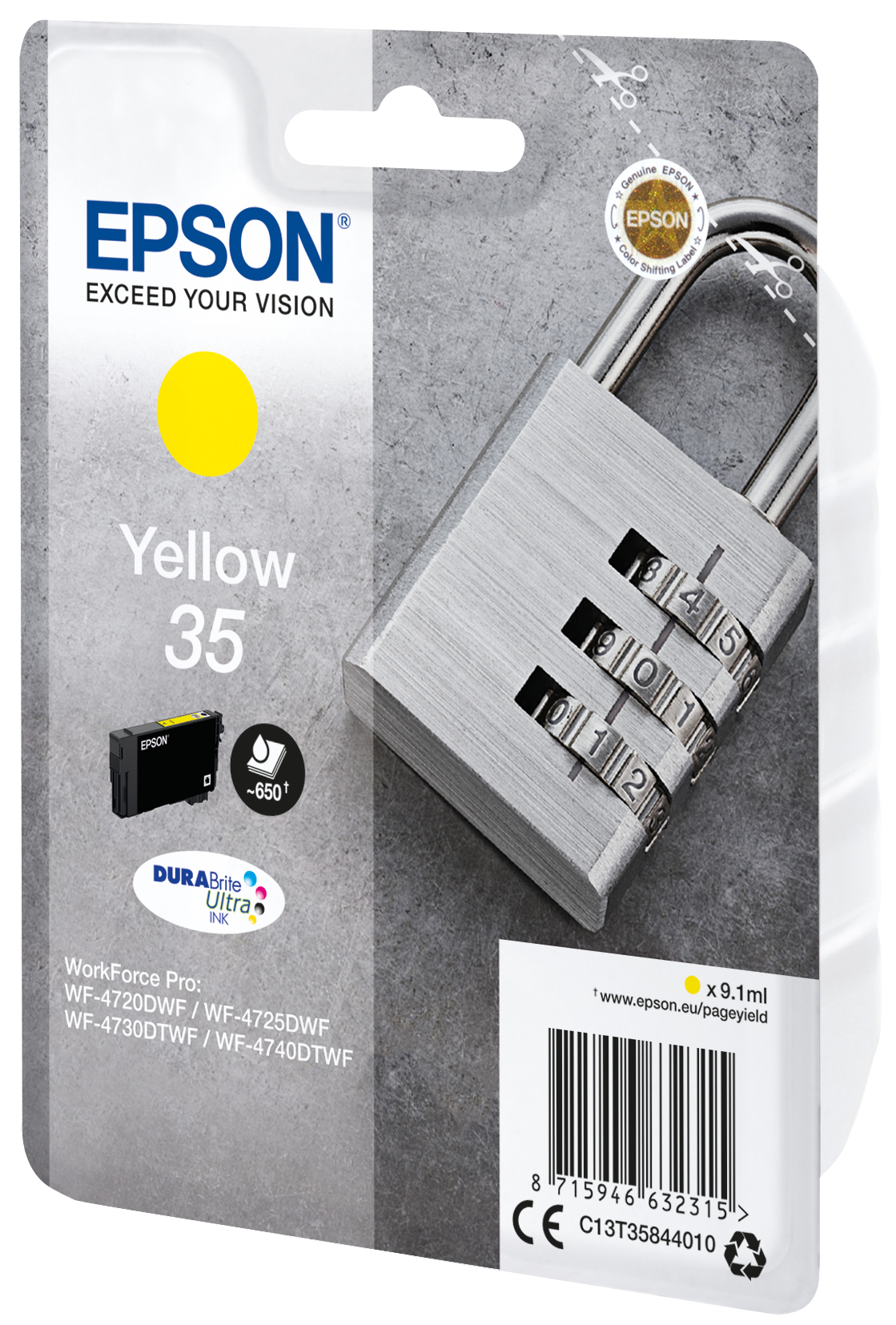 36132245_7257520869 Epson C13T35844010/35 Ink cartridge yellow, 650 pages 9,1ml for Epson WF-4720