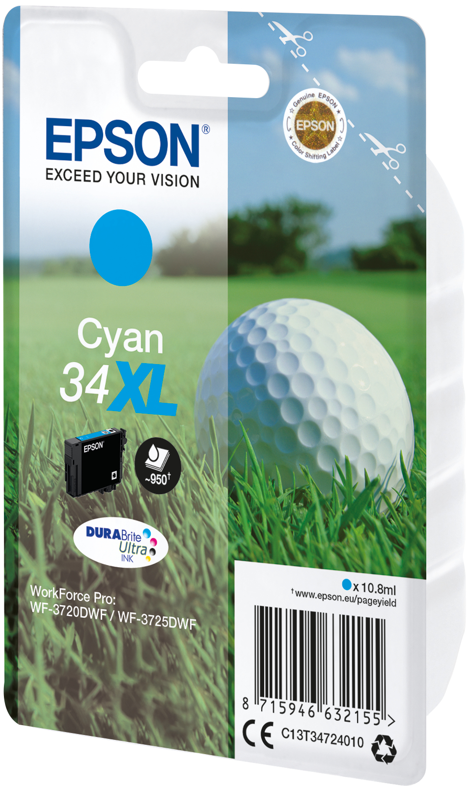 36132294_8472806587 Epson C13T34724010/34XL Ink cartridge cyan high-capacity, 950 pages 10,8ml for Epson WF-3720
