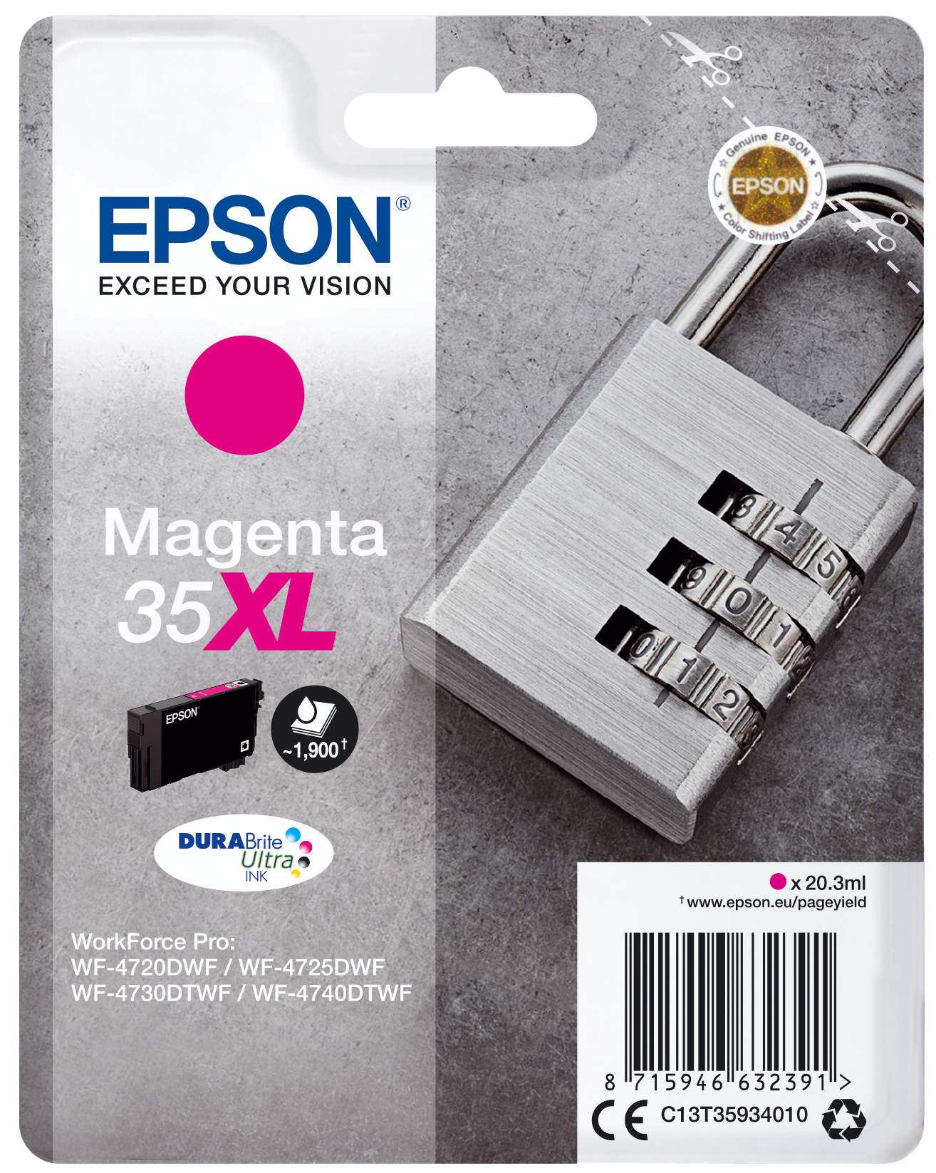 36132404_7929195579 Epson C13T35934010/35XL Ink cartridge magenta high-capacity, 1.900 pages 20,3ml for Epson WF-4720