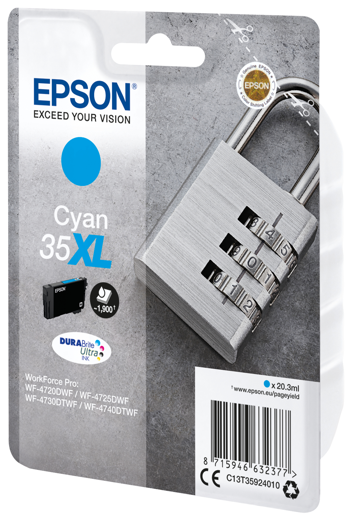 36132405_4758953302 Epson C13T35924010/35XL Ink cartridge cyan high-capacity, 1.900 pages 20,3ml for Epson WF-4720