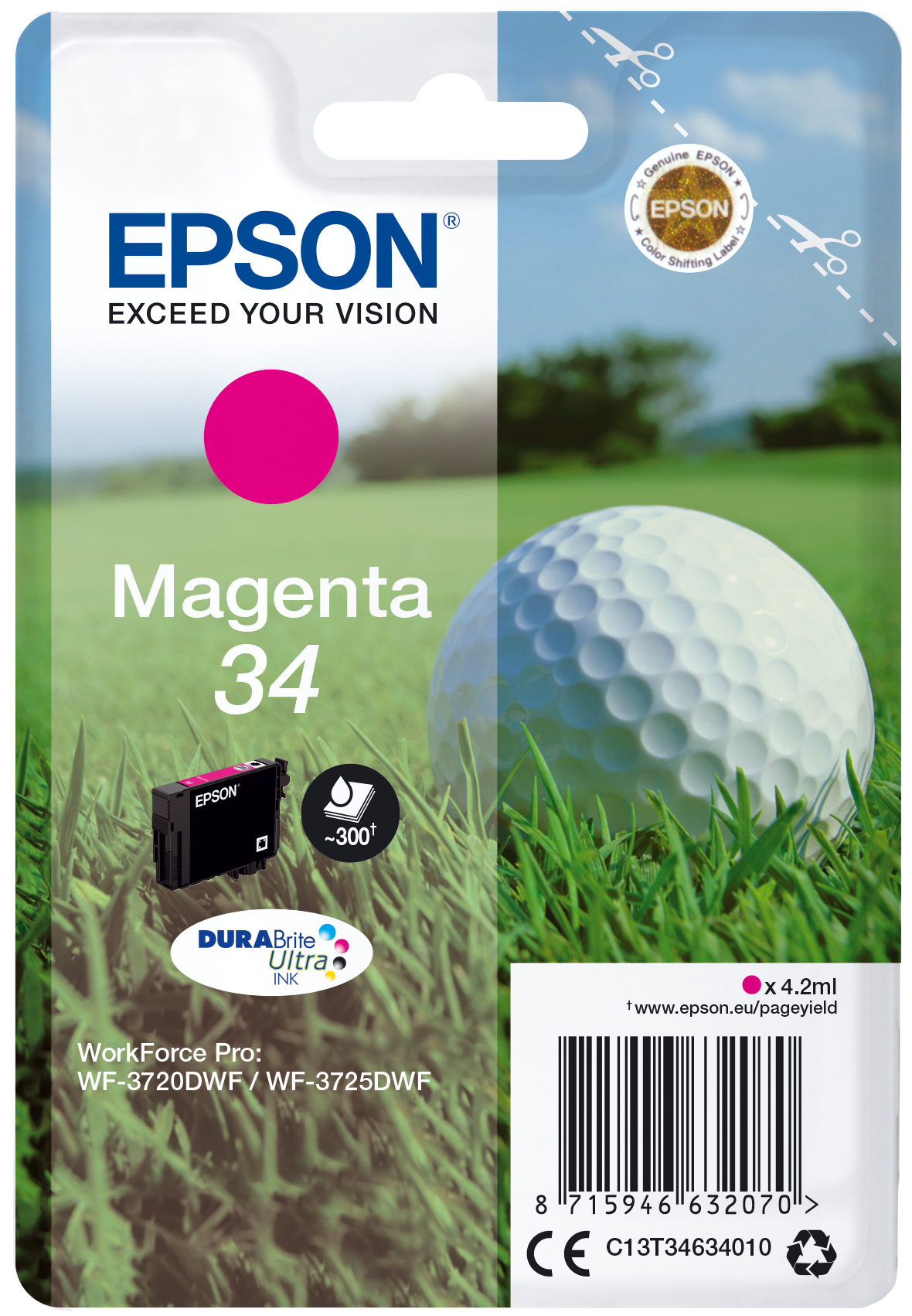 36132420_7284130012 Epson C13T34634010/34 Ink cartridge magenta, 300 pages 4,2ml for Epson WF-3720