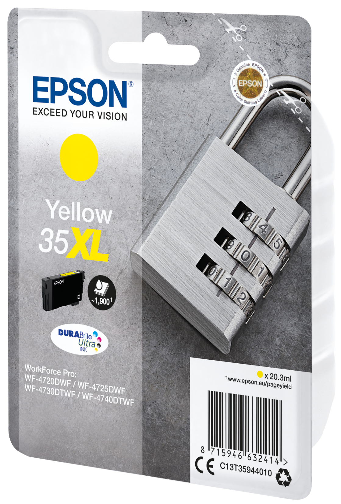 Epson C13T35944010/35XL Ink cartridge yellow high-capacity, 1.900 pages 20,3ml for Epson WF-4720