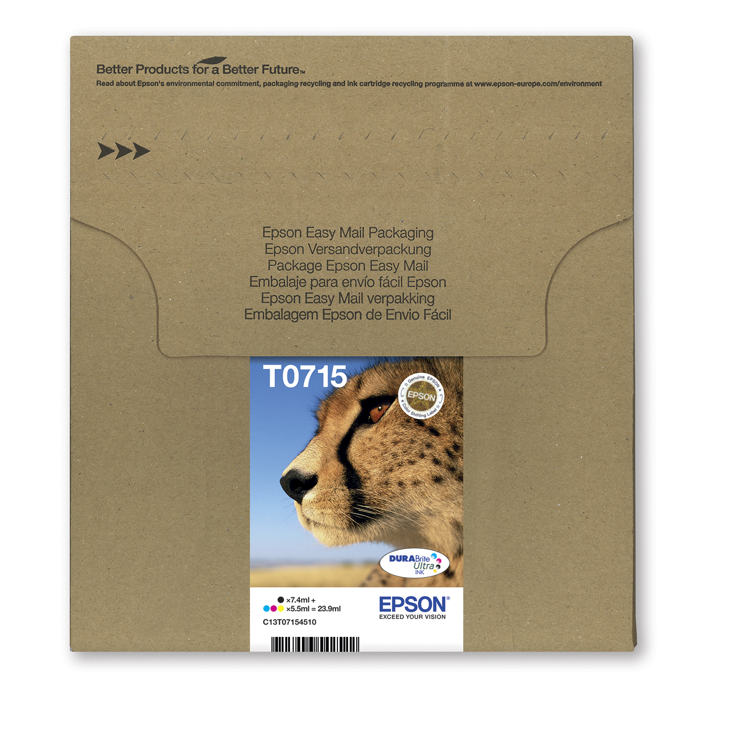 36199231_3218959981 Epson C13T07154511/T0715 Ink cartridge multi pack Bk,C,M,Y Easy Mail 7,4ml+3x5,5ml Pack=4 for Epson Stylus BX 310/600/D 120/D 78/S 20