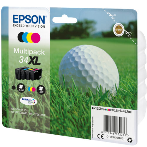 36199233_9034941724 Epson C13T34764010/34XL Ink cartridge multi pack Bk,C,M,Y high-capacity 16,3ml + 3x10,8ml Pack=4 for Epson WF-3720