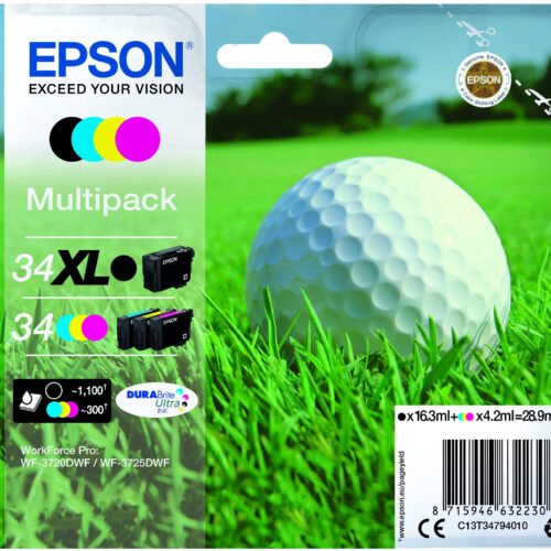 36344713_4148810293 Epson C13T34794010/34XL Ink cartridge multi pack Bk,C,M,Y high-capacity 16,3ml + 3 x 4,2ml Pack=4 for Epson WF-3720